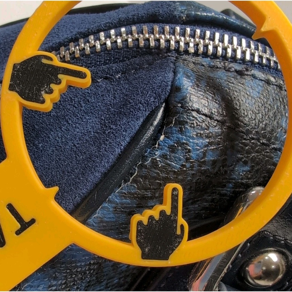 Original Sharif Couture Blue Black Satchel Crossbody Handbag Faux Leather READ - Picture 3 of 16
